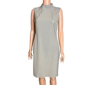 Calvin Klein Gray Double Zipper Sleeveless Dress 8 Career Business Date Church